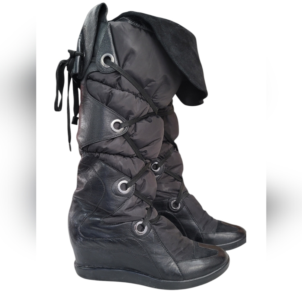 Yohji Yamamoto Y3 knee length strappy padded boots